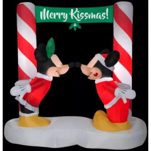 Airblown 5.5 ft. Inflatable Christmas Airblown Mickey and Minnie Kissing Under Mistletoe Disney