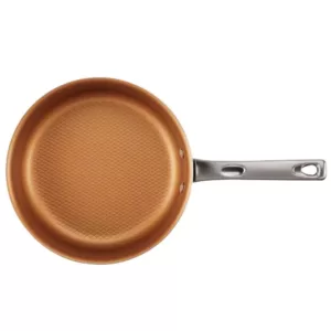 Ayesha Curry Home Collection 3 qt. Aluminum Nonstick Saute Pan in Brown Sugar with Glass Lid