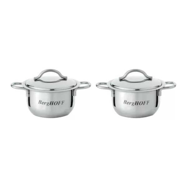 BergHOFF Essentials Bistro 2-Piece Stainless Steel Mini Pot Set with Lids