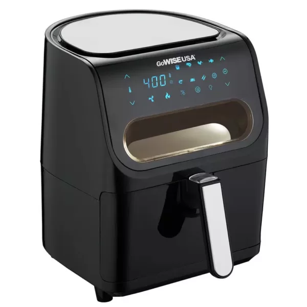 GoWISE USA 4 qt. Black Electric Air Fryer with See Through Window and 8-Presets