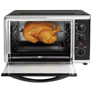 Hamilton Beach 1500-Watt 12-Slice Black Countertop Toaster Oven with Convection and Rotisserie