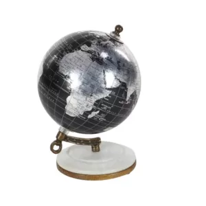 LITTON LANE 7 in. x 5 in. Modern Decorative Globe in Black and Silver