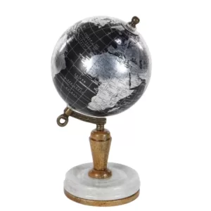 LITTON LANE 10 in. x 5 in. Modern Decorative Globe in Black and Silver