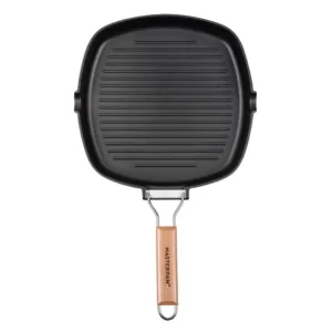 MasterPan 11 in. Cast Aluminum Nonstick Grill Pan in Black with Pour Spout