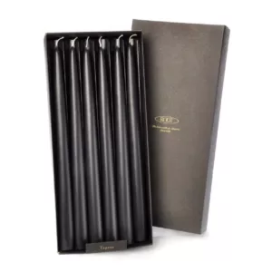 ROOT CANDLES 12 in. Dipped Taper Black Dinner Candle (Box of 12)