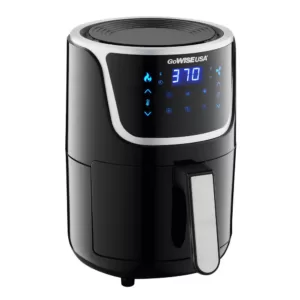 GoWISE USA 1. 7- qt. , 2.0 qt. Max Black/Silver Electric Mini Air Fryer with Digital Touchscreen + Recipe Book