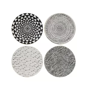 3R Studios Black and White Stoneware Plate (Set of 4 Designs)