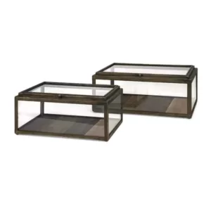 IMAX Winthorp Glass and Wood Boxes (Set of 2)