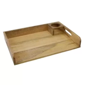 Stonebriar Collection Brown Rectangle Wood Tray