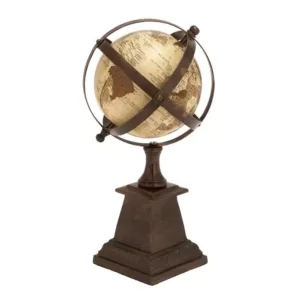 LITTON LANE Nautical Decorative Globe with Axis-Banded Frame Sphere