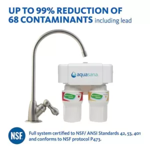 Aquasana 2-Stage Under Counter Water Filtration System with Brushed Nickel Finish Faucet
