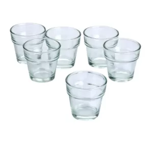 Light In The Dark Clear Glass Flower Pot Votive Candle Holders (Set of 36)