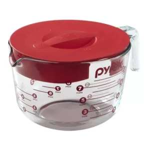 Pyrex 8 Cup Glass Measuring Cup with Red Lid