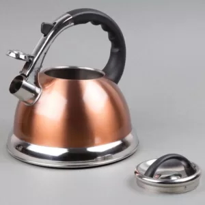 Creative Home Camille 3.0 Qt. Stainless Steel Whistling Tea Kettle with Aluminum Capsulated Bottom in Metallic Copper