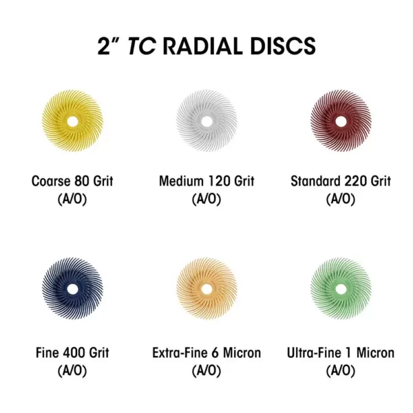Dedeco Sunburst 1 in. Radial Discs - 1/8 in. Fine 400-Grit Arbor Rotary Cleaning and Polishing Tool (48-Pack)