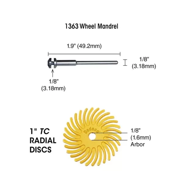 Dedeco Sunburst 7/8 in. Dual Radial Discs - 1/16 in. Extra-Fine 6 mic Arbor Rotary Cleaning and Polishing Tool (48-Pack)