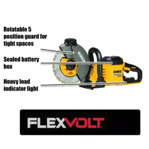DEWALT FLEXVOLT 60-Volt MAX Brushless 9 in. Cut-Off Construction Saw, (2) FLEXVOLT 9.0Ah Batteries & 4-1/2 in. Angle Grinder