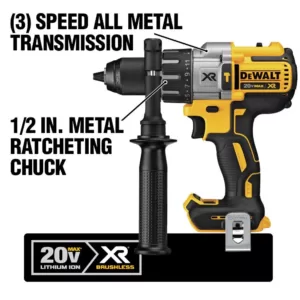 DEWALT 20-Volt MAX XR Cordless Brushless 3-Speed 1/2 in. Hammer Drill with (2) 20-Volt 5.0Ah Batteries & Charger