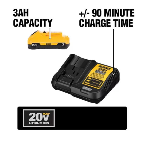 DEWALT 20-Volt MAX Compact Lithium-Ion 3.0Ah Battery Pack with 12-Volt to 20-Volt MAX Charger
