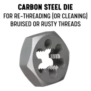Drill America 9/16 in.-20 Carbon Steel Hex Re-Threading Die