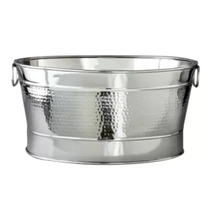 Elegance 7 Gal. Stainless Steel Hammered Oval Party Tub