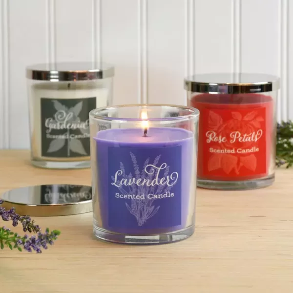 LUMABASE Floral Collection Scented Candles in 10 oz. Glass Jars (Set of 3)