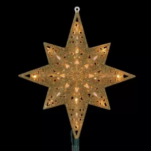 GE Holiday Classics 11 in. 16-Light Gold Glittered Bethlehem Star Tree Top