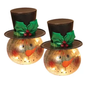 Gerson 8 in. H Electric Lighted Crackle Glass Snowman (Pack of 2)