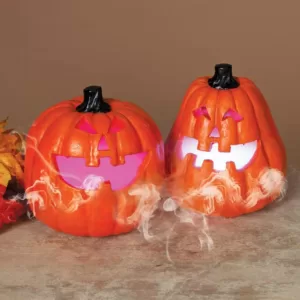 Gerson 9.25 in. H Electric Smoking Vapor Jack-O-Lanterns with Color Changing Effect (Set of 2)