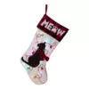 Glitzhome 21 in. L LED Embroidered Linen Christmas Stocking - Cat