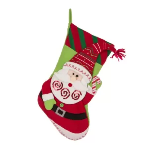 Glitzhome 21 in. L 3D Felt Christmas Stocking - Santa