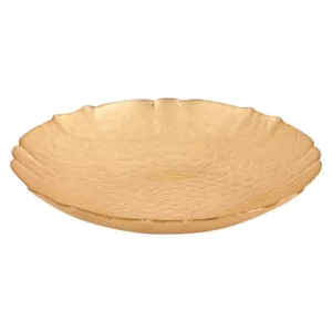 Badash Crystal Victoria Authentic 12 in. 32 oz. Gold Leaf on Glass Bowl
