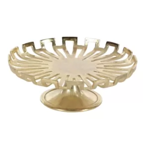 LITTON LANE 15 in. x 5 in. Gold-Finished Aluminum Cake Plate