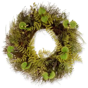 National Tree Company 24 in. Garden Accents Fern and Lavender Wreath