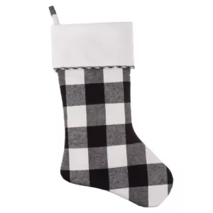 Haute Decor HangRight 18.7 in. Black and White Polyester Buffalo Check Stocking (2-Pack)