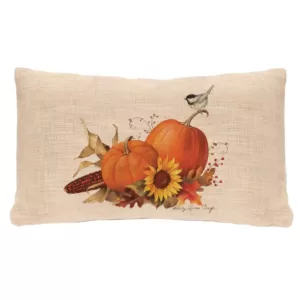 Heritage Lace Harvest Pumpkin Natural Hidden Zipper Polyester 12 in. L x 20 in. W Throw Pillow