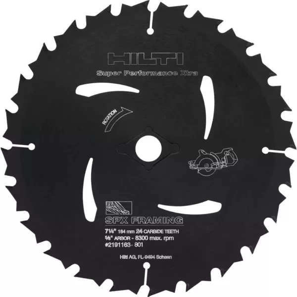 Hilti 7-1/4 in. 24 Teeth Circular Saw SPX Framing Blade (5)
