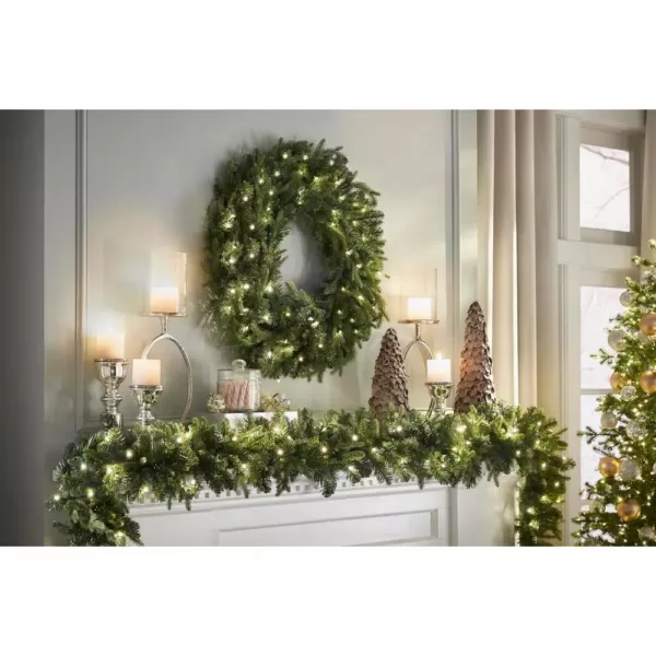 Home Accents Holiday 12 ft. Pre-Lit Norway Garland with Battery Operated Warm White LED Light