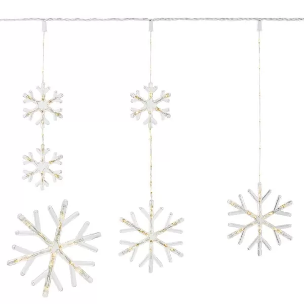 Home Accents Holiday 64 in. 150-Light Warm White Micro Dot LED Snowflake Icicle Light