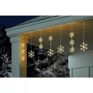 Home Accents Holiday 64 in. 150-Light Warm White Micro Dot LED Snowflake Icicle Light