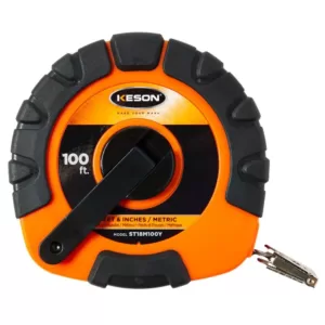 Keson 100 ft./30M Closed Reel Steel Tape Measure, ABS with Rubber Grip Housing – SAE and M