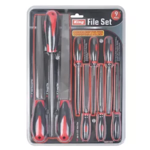 KING Steel File Set with Cushioned Grip (9-Piece Set)