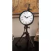 LITTON LANE Classical 14 in. x 7 in. Rusted Black Iron Tripod Table Clock