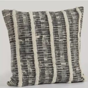 LR Resources Lines and Stripes Black and Gray Striped Hypoallergenic Polyester 18 in. x 18 in. Throw Pillow
