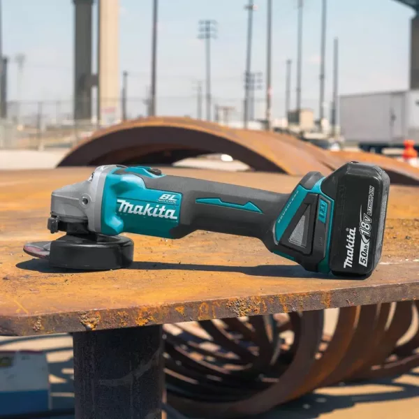 Makita 18-Volt 5.0Ah LXT Lithium-Ion Brushless 4-1/2 / 5 in. Cut-Off/Angle Grinder Kit with bonus 18V LXT Battery Pack 5.0Ah