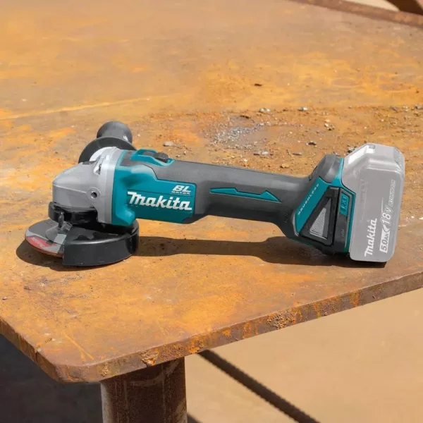 Makita 18-Volt LXT Brushless 4-1/2 in./5 in. Cut-Off/Angle Grinder with Electric Brake, BONUS 18-Volt LXT 5.0 Ah Battery