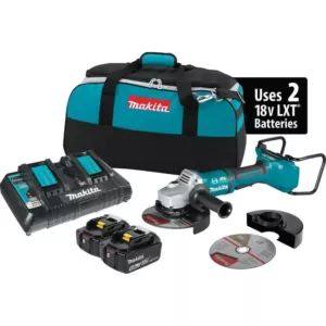 Makita 18V X2 LXT (36V) Brushless 7 in. Paddle Switch Cut-Off/Angle Grinder Kit 5.0Ah with bonus Hubbed Grinding Wheel, 10/pk