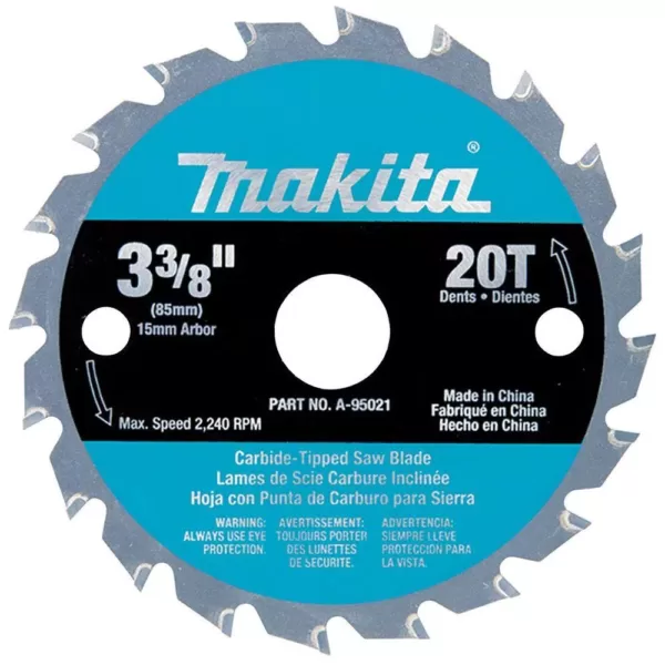 Makita 3-3/8 in. 20-Teeth Carbide-Tipped Circular Saw Blade for SH01W