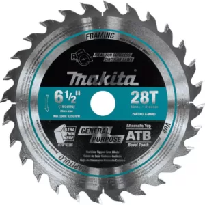 Makita 6-1/2 in. 28T Wood Carbide-Tipped Cordless Plunge Saw Blade