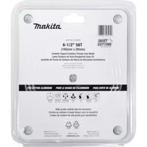 Makita 6-1/2 in. 56T Carbide Tipped Cordless Plunge Saw Blade, Aluminum